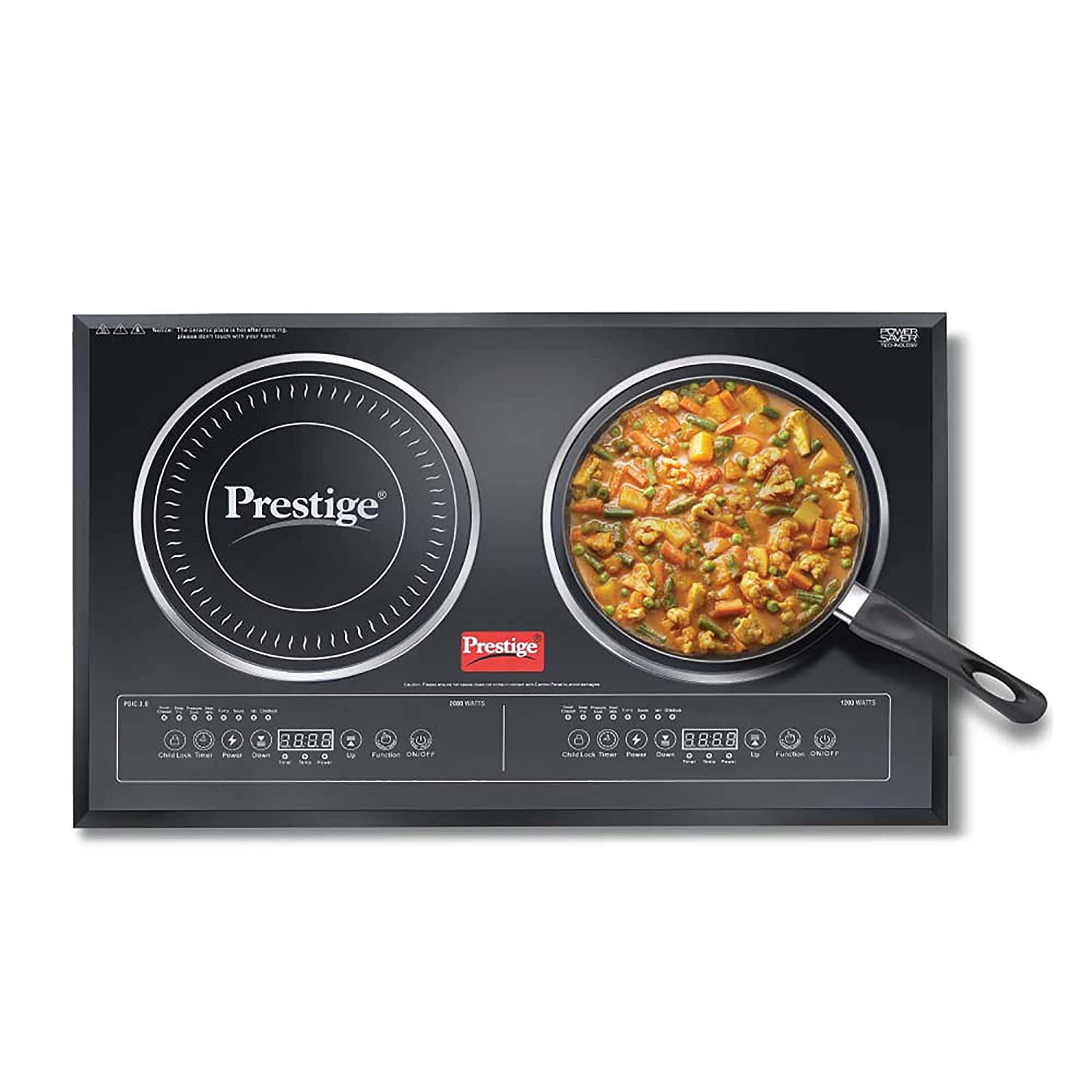 Prestige PDIC 3.0 Double Induction Cooktop (3200W, Black, 2 Burner Induction Stove)