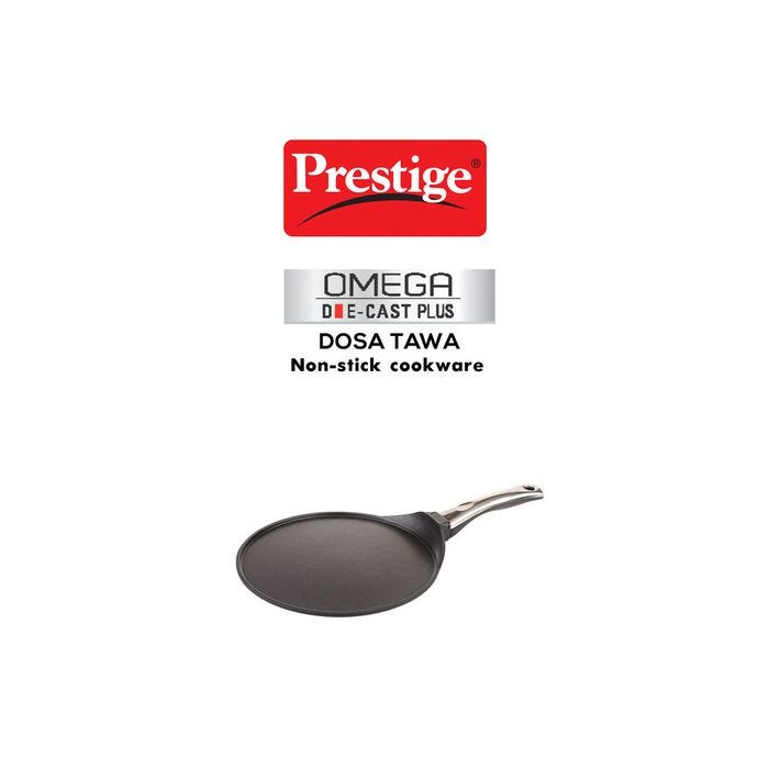 Prestige Omega Die-Cast Plus Non-Stick Dosa Tawa, Black