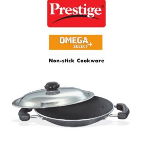 Prestige Omega Select Plus Residue Free Non-Stick Deep Appachetty with Lid, 20cm,Black and stainless steel