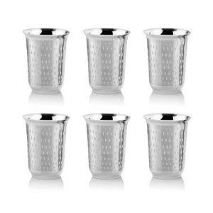 KESARIYA SS DROPLETS FLOWER GLASS(SET OF 6)