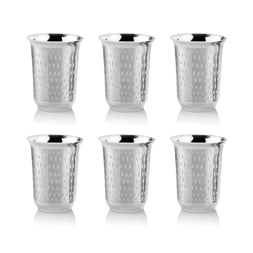 KESARIYA SS DROPLETS FLOWER GLASS(SET OF 6)
