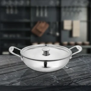 Shri & Sam Platinum Hammered Kadhai W/L SS 32Cm