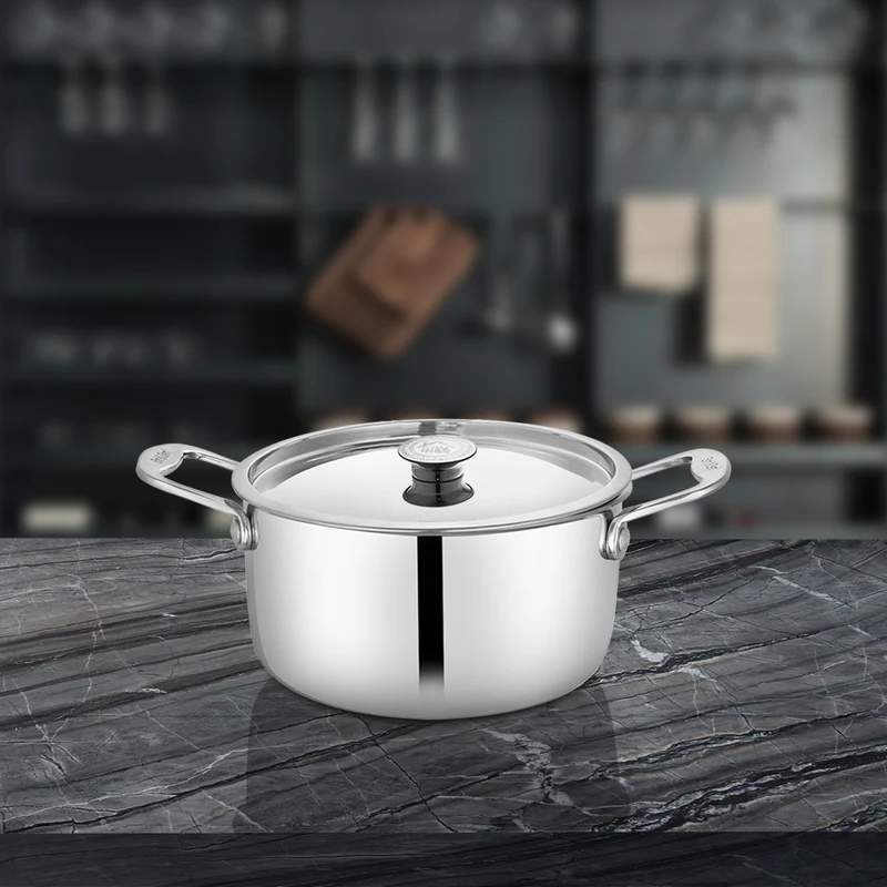 Shri & Sam Platinum Plain Casserole W/L SS 20Cm