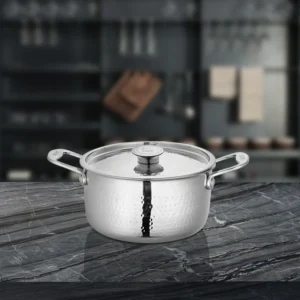 Shri & Sam Platinum Hammered Casserole W/L SS 20Cm