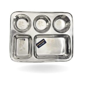 KESARIYA SS SQUARE BHOJAN PLATE ROUND CUP (5 IN 1)
