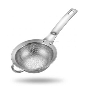 KitchenMart Shengya Stainless Steel Tea Strainer with Handle – SUS304 18/8 Steel (3 Sizes)