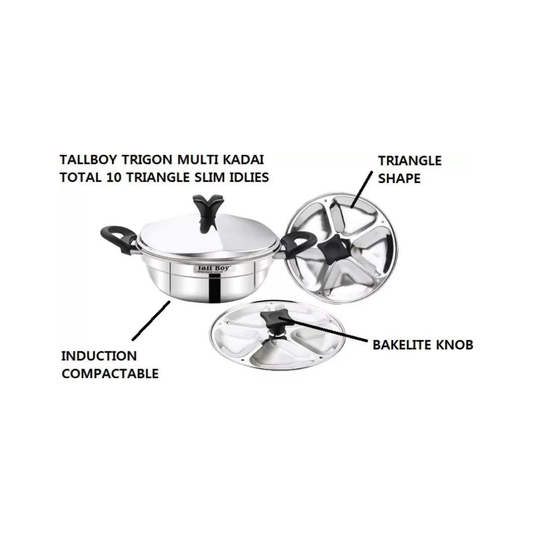 Tallboy Trigon Stainless Steel Multi Kadai Induction & Standard Idli Maker