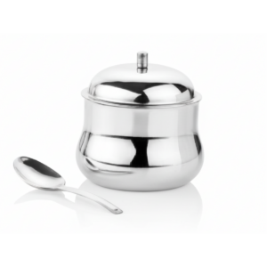 Kitchen Mart Aroma Steel Ghee Pot with Spoon 250ml - Mirror Finish