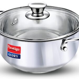 Prestige Glory Stainless Steel Cookware Kadai with Glass Lid