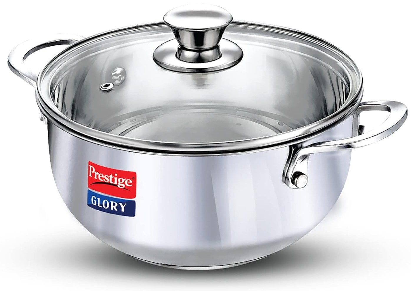 Prestige Glory Stainless Steel Cookware Kadai with Glass Lid