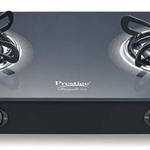 Prestige Royale Plus GT 02 Toughened Black Glass Top Gas Stove(Manual, 2 Brass Burners, Black, Baati/Tandoor Stand Inside)