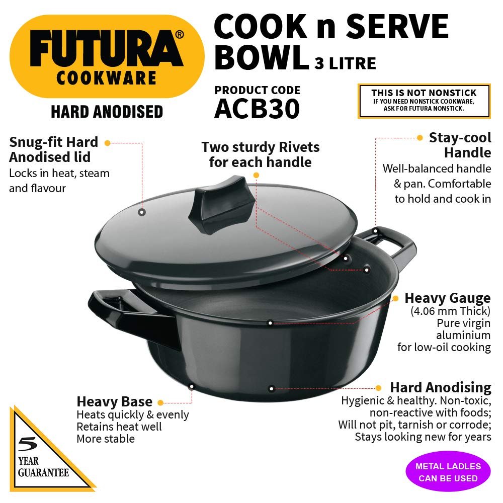HAWKINS FUTURA COOK N SERVE BOWLS & CASSEROLES 3LTR - Image 2