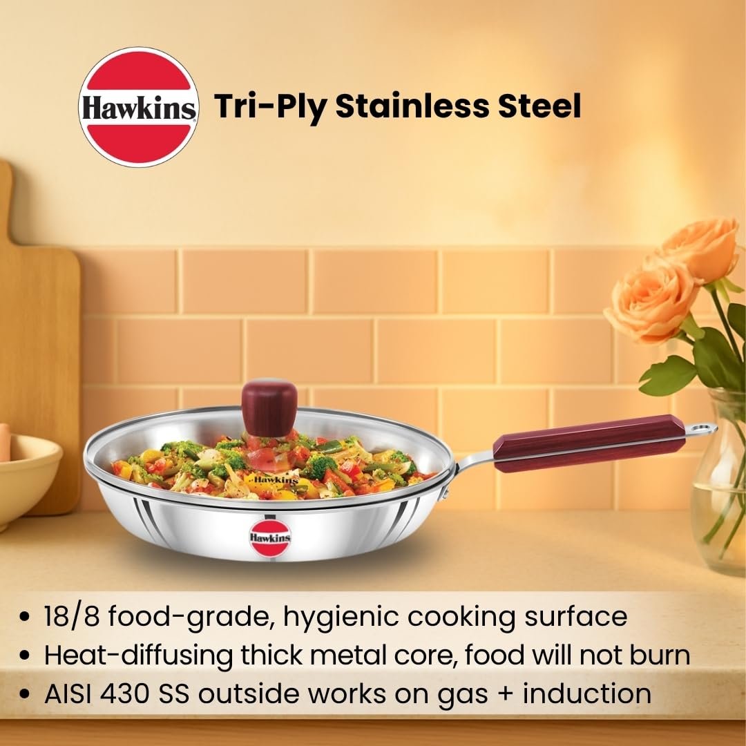 HAWKINS FRYING PAN TRI-PLY SS W/L 24CM - Image 2