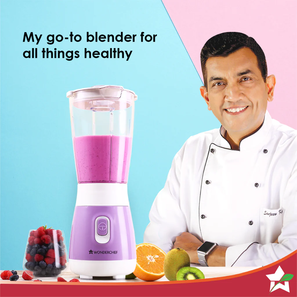 Wonderchef Orchid Personal Blender, 250W Copper Motor, 600ml Transparent Jar, Stainless Steel Blades for Perfect Blending, Hassle Free Blending of Fruits & Vegetable Juices, Protein Shakes, Smoothies - Image 2