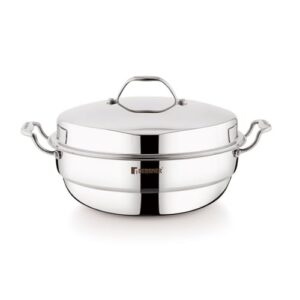 Bergner Argent Triply Multi-Kadai Set 6L - Stainless Steel, Induction Ready + Accessories & 5-Yr Warranty