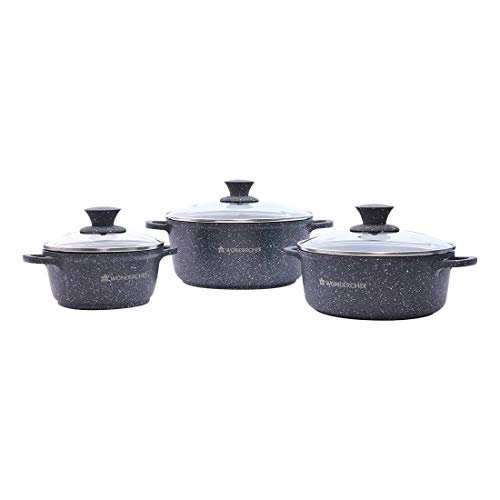 Wonderchef Casserole Combi-Granite 3Pcs Set Grey