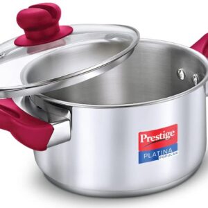 Prestige Platina Popular Stainless Steel Unique Impact Forged Bottom Casserole with Glass Lid