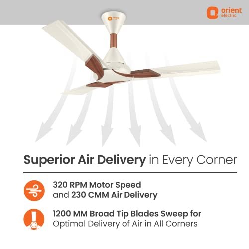 ORIENT CEILING FAN-WENDY 1200MM PEARL WHITE WALNUT - Image 2