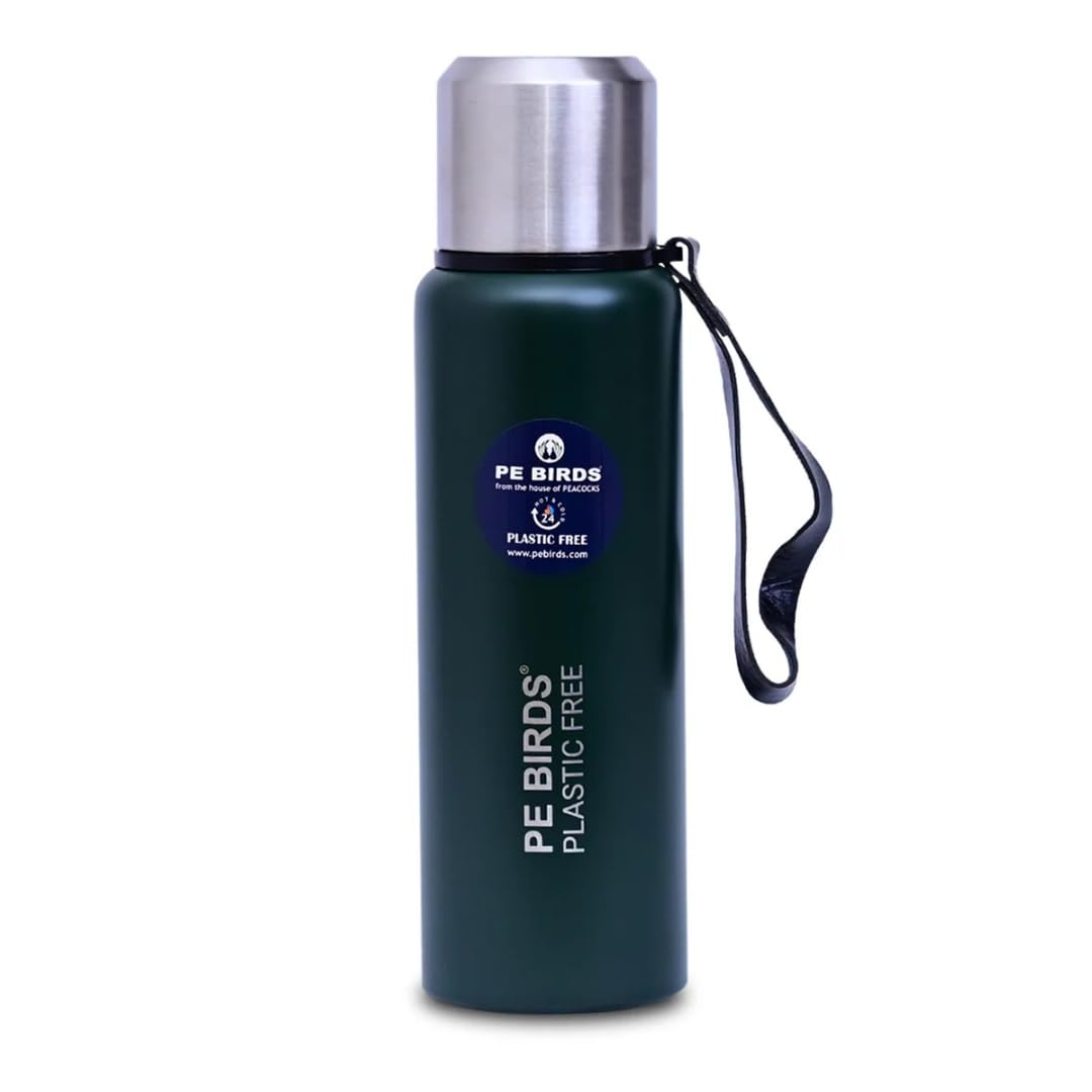 PE Birds Stainless Steel Vacuum Insulated Flaskl with Inner Lid and Carry Bag