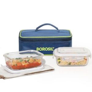 Borosil Lunch Box-So2 Rectangle 370Ml