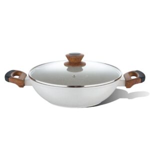 Bergner Naturally Forged Aluminum Kadai with Glass Lid