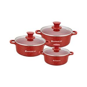 Wonderchef Casserole Combi-Granite 3Pcs Set Red