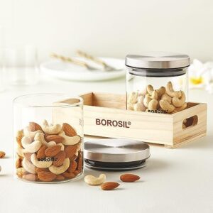 Borosil Jar-Classic 600Ml W/Wooden Tray