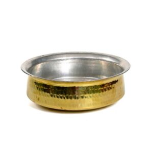 LIME Brass/Pital Handi for Cooking Lagan for Cooking Kalai Plating Inside – Handcrafted Brass Handi Without Lid