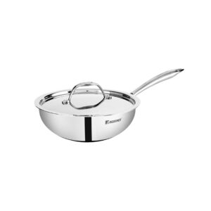 Bergner Argent Triply Stainless Steel Wok with Stainless Steel Lid