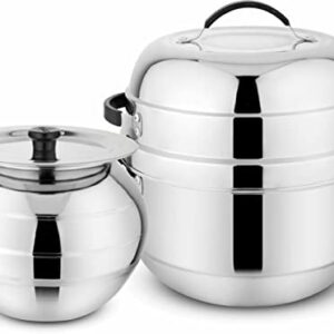 Prabha Stainless Steel Thermal Rice Cooker - Fast Heating, 1.5Kg Capacity, Durable Design - 2-Year Warranty
