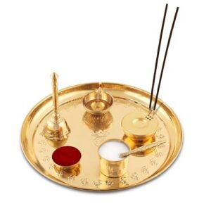 Borosil Puja Thali-Brass W/Bell