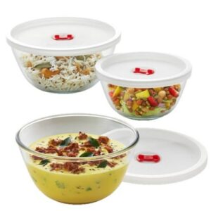 Borosil Mixing Bowl-So 3 W/Lid 500Ml+900Ml+1.3Ltr