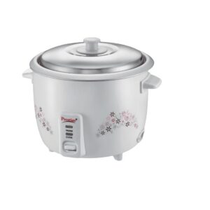 Prestige Delight PRWO-1.5-2 Double Pot Electric Rice Cooker(1.5L for Rice-Open Type, White, with Aluminium Cooking Pan-2 units 3.5 L pan Volume, 500 W)