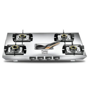 Prestige Stellora 04 4 Burner Stainless Steel Gas Stove – Forged Brass Burners, 15-Year Body Warranty