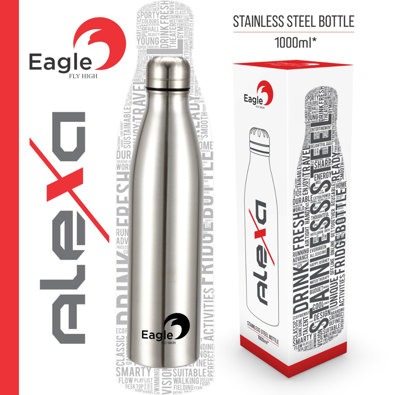 Eagle Alexa 1000 ML Single Wall Water Bottles