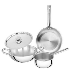 Prestige Triply Mini 3Pcs Set Fry Pan 22Cm / Kadai 22Cm / Sauce Pan 14Cm