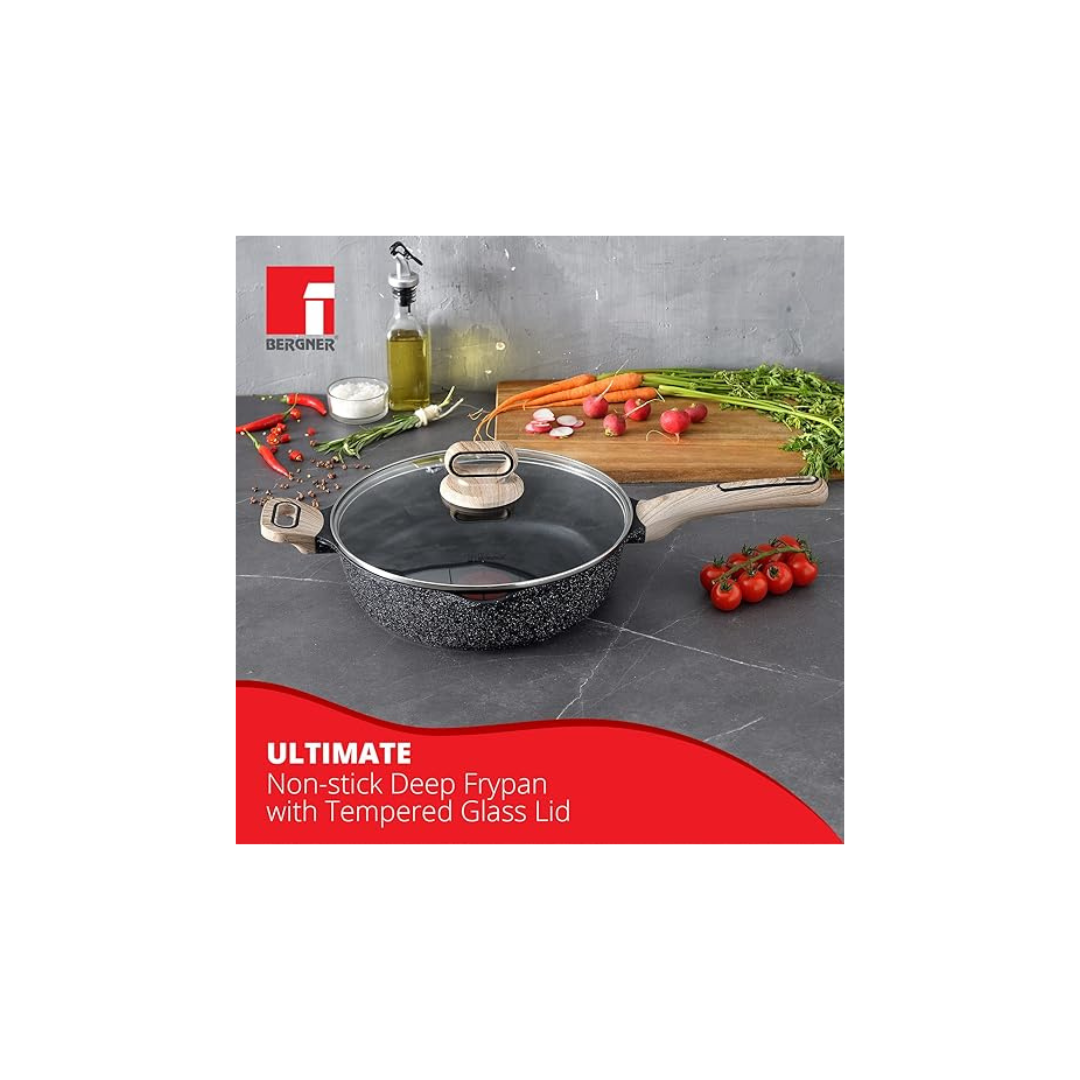 Bergner Non-Stick Deep Frypan with Glass Lid