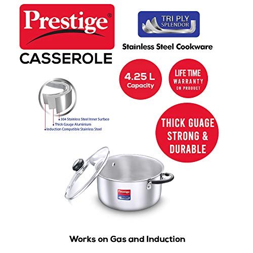 PRESTIGE CASSEROLE-SPLENDOR TRIPLY 220MM W/LID - Image 2