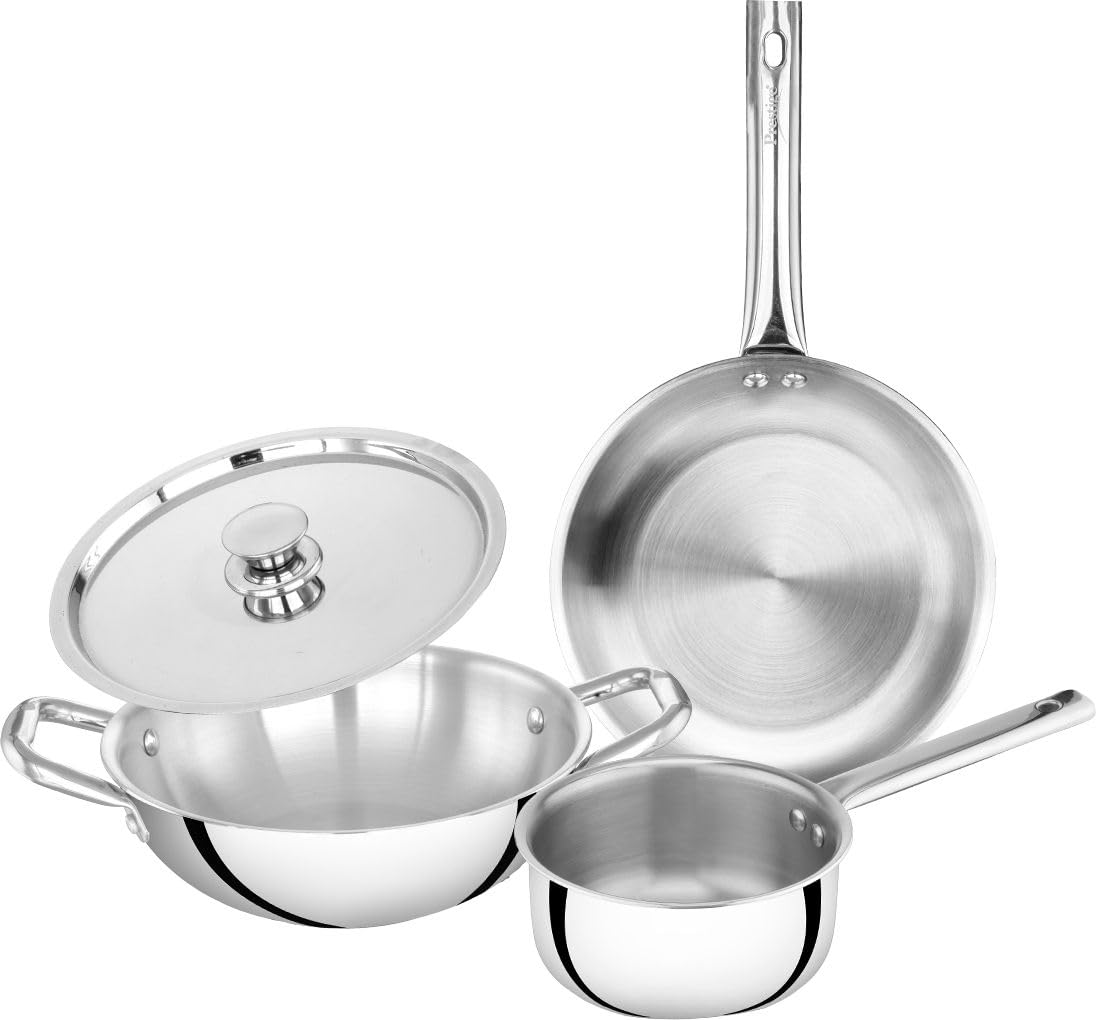 Prestige Triply Splendid 4-Pc Stainless Steel Cookware Set – Gas & Induction