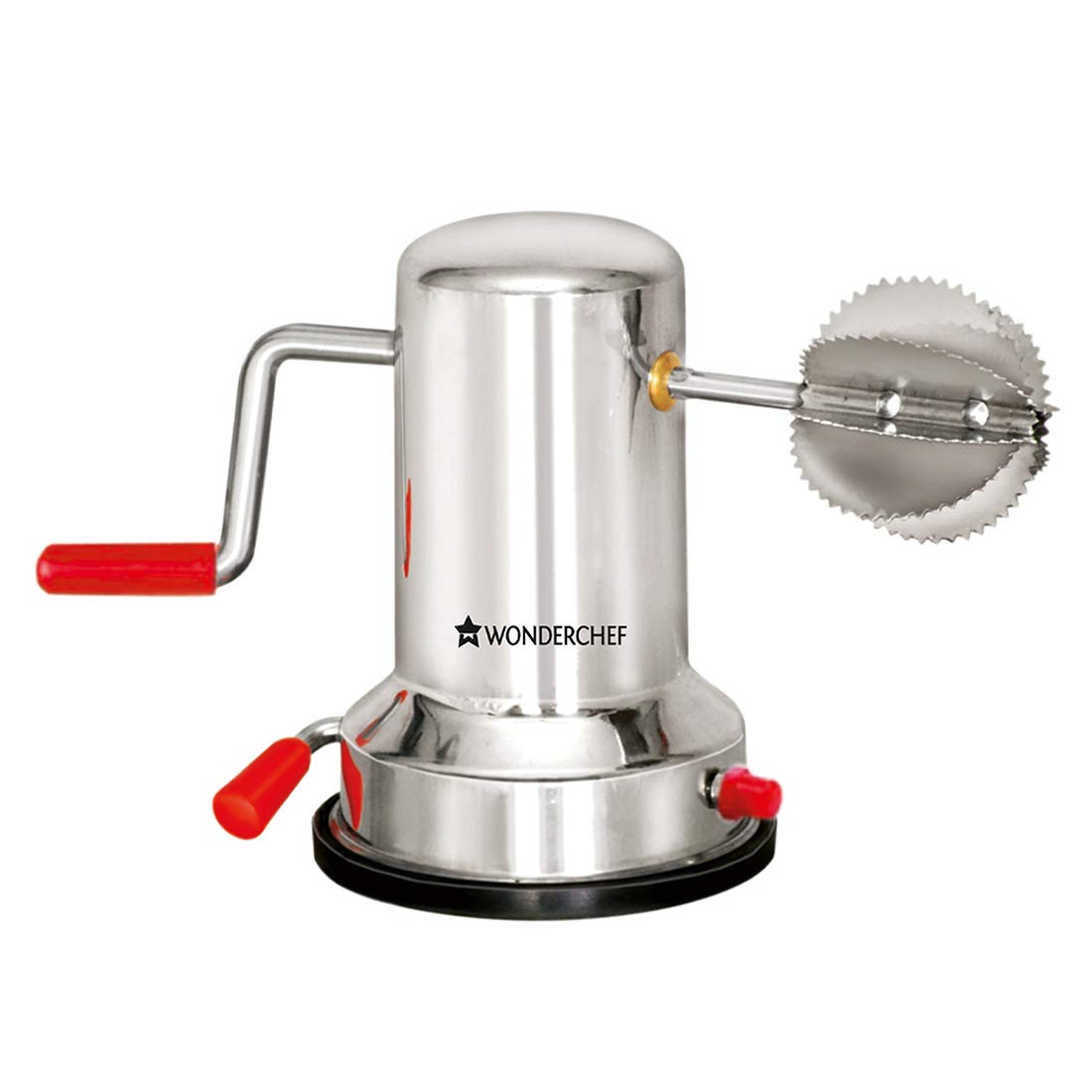 Stainless Steel Coconut Scraper for Kitchen, Vacuum Base, Rotatable Handle, Manual Operation, Silver