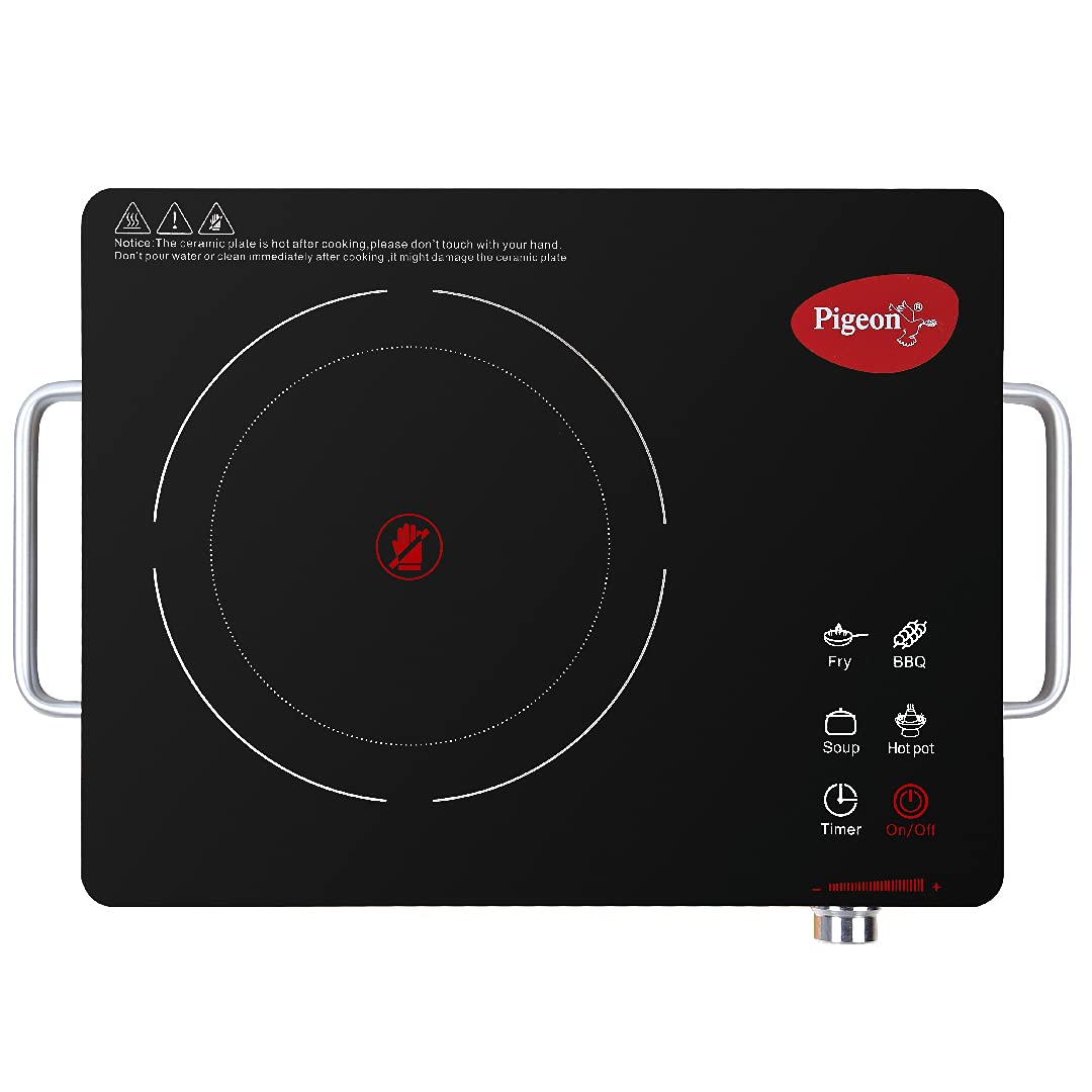 Pigeon Radiant Infrared Cooktop 2200 Watt, Compatable for all cooking utensils, Black, Medium