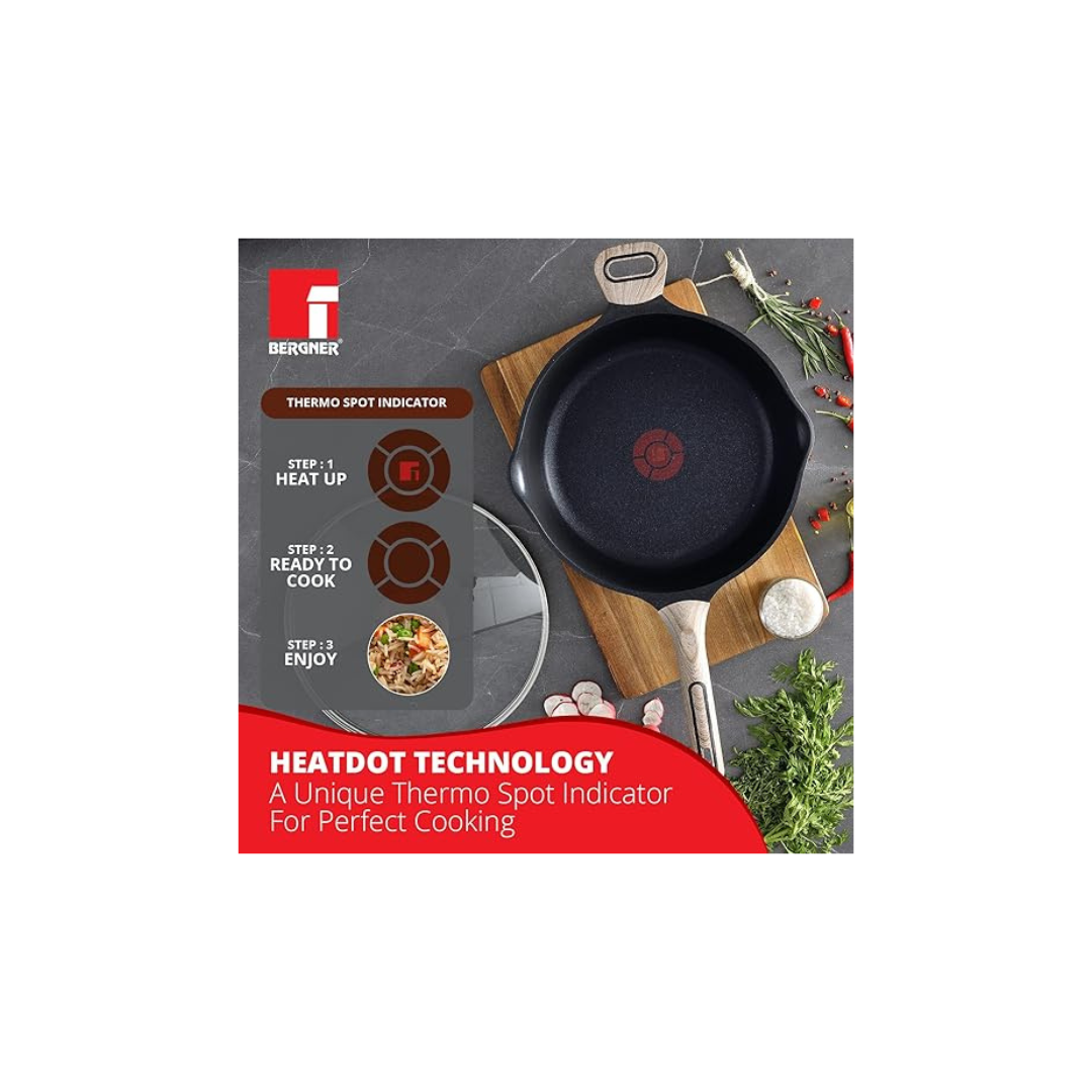Bergner Non-Stick Deep Frypan with Glass Lid