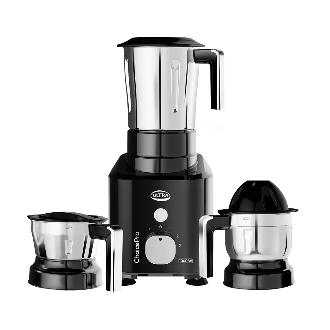 Ultra Choice Pro 1000W Mixer Grinder Black | 3 Jars, 5 Year Warranty