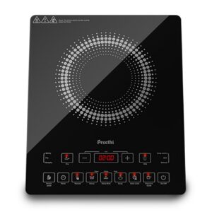 Preethi Indicook IC125 | 2100-Watt Induction Cooktop | Fast Gas-Free Cooking | No LPG Required || 3 Year Coil Warranty | Voltage surge protetion | Preset Indian Menus | Crystal Glass Plate | Black