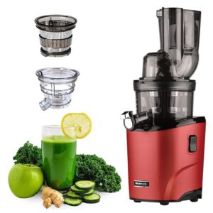 Kuvings REVO830 (Red/Black) with Smoothie & Sorbet Luxury Cold Press Whole Slow Juicer, World's 1st Patented Automatic-Cutting Auger to reduce juicing time, 240W Strong Motor, 12 Yrs Motor Warranty