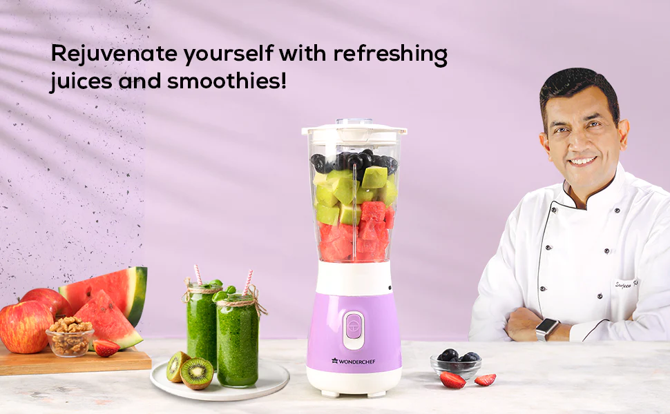 Wonderchef Orchid Personal Blender, 250W Copper Motor, 600ml Transparent Jar, Stainless Steel Blades for Perfect Blending, Hassle Free Blending of Fruits & Vegetable Juices, Protein Shakes, Smoothies - Image 7