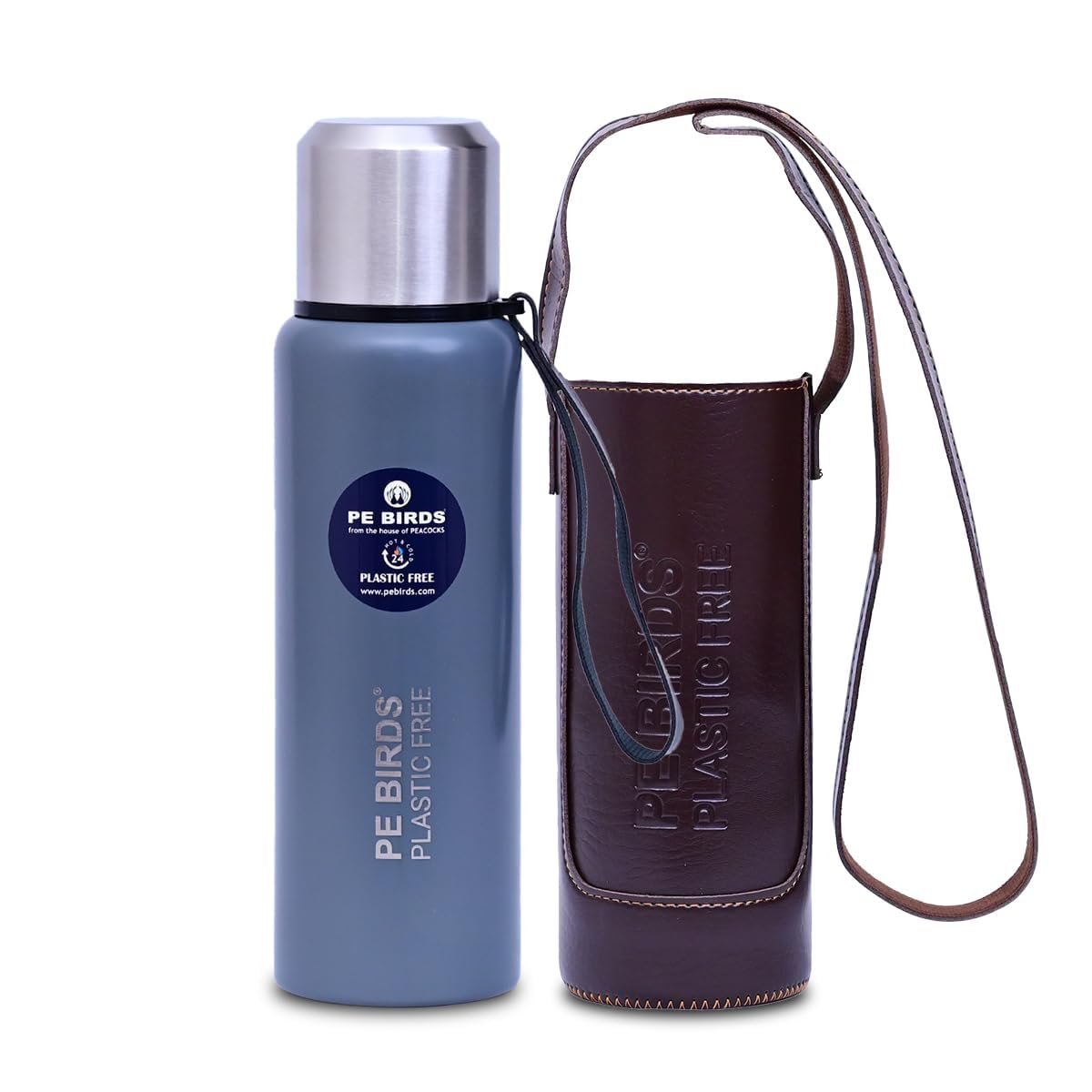 PE Birds Stainless Steel Vacuum Insulated Flaskl with Inner Lid and Carry Bag