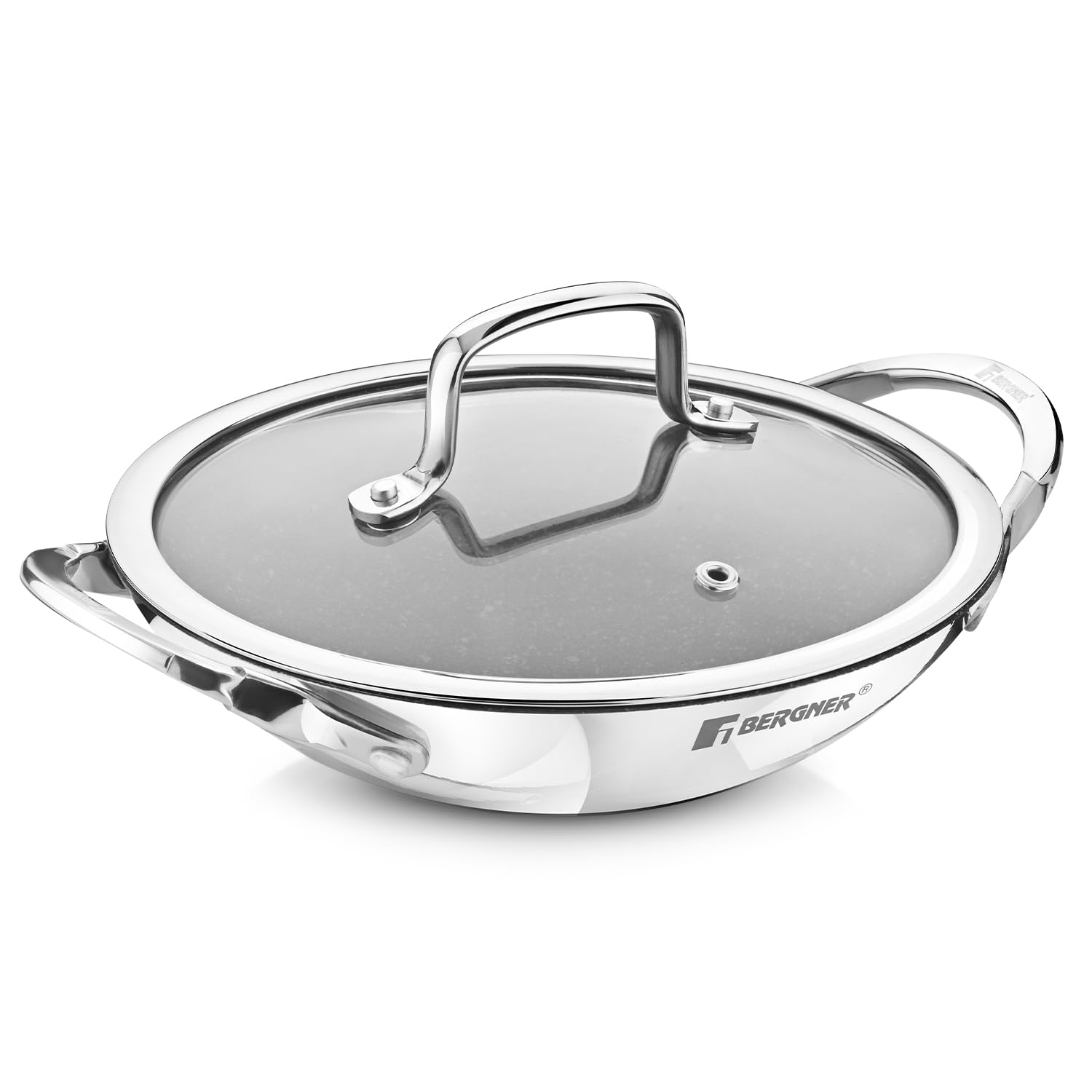 Bergner Argent Samsara Triply Non-Stick Appachetty with Glass Lid