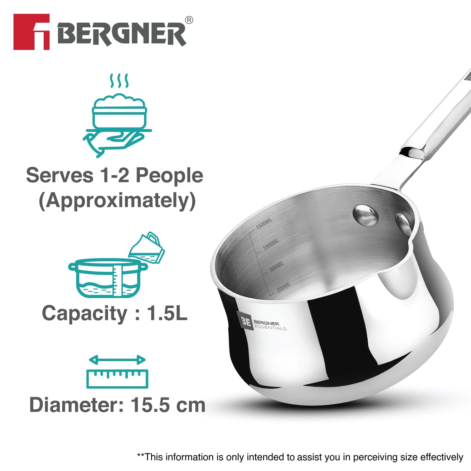 Bergner BE Triply Stainless Steel Tea,Coffee & Milk Warmer
