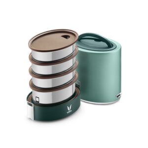 Vaya Tyffynlyte With Polished Stainless Steel Containers 1300Ml (Green)